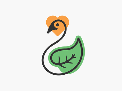 Lineart bird! bird brand brand identity branding branding design heart icon illustration leaf lineart logo logo design logodesign love mark minimal monoline swan swans symbol
