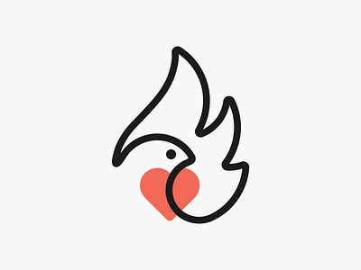 Monoline Love Bird! bird brand brand design brand identity branding fire flame heart icon illustration lineart logo logo design logodesign love mark minimal monoline symbol wings