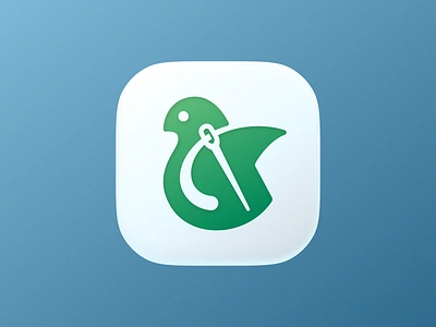 Sew Bird icon! app big sur bird brand brand identity branding icon illustration ios logo logo design logodesign mark needle negative space sew symbol thread visual identity wings