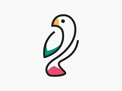 Monoline Parrot! V2 brand brand identity branding eagle falcon icon illustration lineart logo logo design mark minimal monoline parrot symbol wings