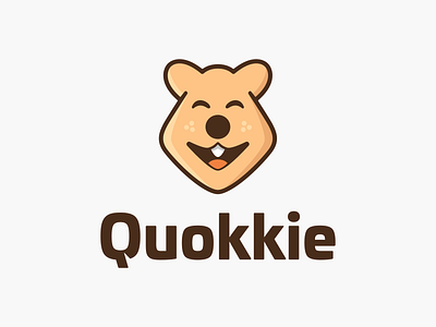 Quokkie! bear brand brand identity branding character cute design happy icon illustration logo logo design mark mascot quokka smiley symbol visual identity wordmark