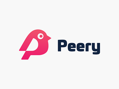Peery! bird brand brand identity branding chubby design gradient icon illustration logo logo design logotype mark nest p peer peery symbol tweet wings