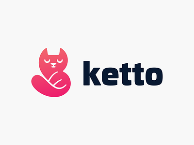Ketto! brand brand identity branding cat cute design gradient icon illustration kitten kitto kitty logo logo design logotype mark meow pet red symbol