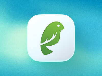 Green Bird icon! app big sur bird brand brand identity branding green icon illustration ios leaf logo logo design mac mark rebrand redesign revamp saas symbol