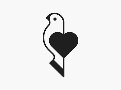 Heart Bird! app bird brand brand identity branding heart icon illustration logo logo design love mark monochrome nest parrot reband rebranding redesign saas symbol