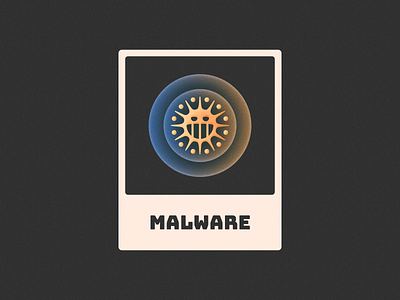 Malware! brand branding bug character evil glow gradient grain icon illustration light logo logo design malware mark noise sun symbol texture virus