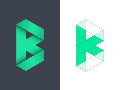 KB Monogram ( rebound ) b letter bk branding k letter kb lettermark logo logo design monogram paper symbol