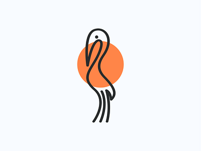 Crane! animal bird brand branding crane for sale goose icon illustration line logo logo design logodesign mark monochrome monoline pelican sun swan symbol