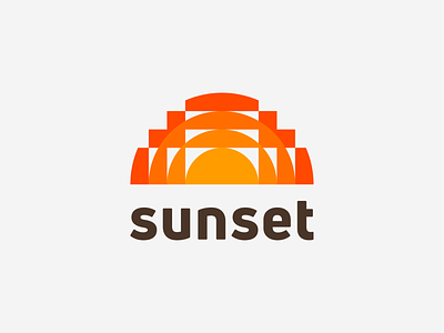 Sunset! 70s abstract brand brand identity branding geometric icon logo logo design logodesign mark orange rising sun sunrise sunset symbol