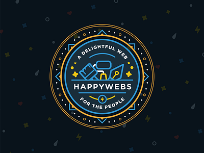 HappyWebs Emblem branding design logo vector