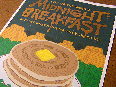 Midnight Breakfast Poster breakfast illustration lettering mayan poster type