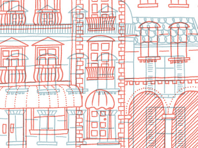 Parisian Buildings architecture contour illustration windows