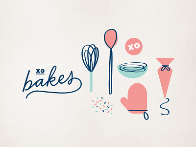 Xo Bakes bakery brand brand identity brand pattern branding illustration logo logo type sweets word mark xo