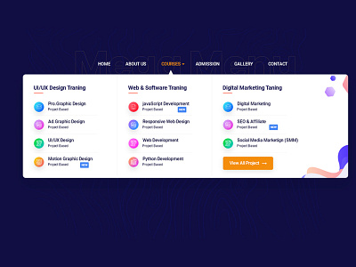 mega menu design creative design gradients icon illustration logo menu menu design ui ux web