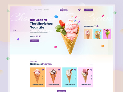 ice cream business landing page business plan candy shop cone dessert ice cream ice cream cone ice cream shop ice cream website icecream landing page tonmoy khan ui ux website design