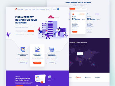 Domain Hosting landing page design branding cloud website free domain website hosting illustration hosting landing page illustration landing page minimal website server ui ux design website