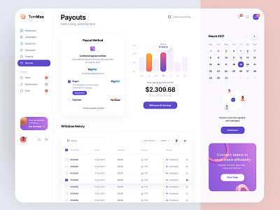 payout dashboard design