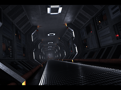 SciFi Spaceship Hallway 3dmodeling 3drendering blender scifi