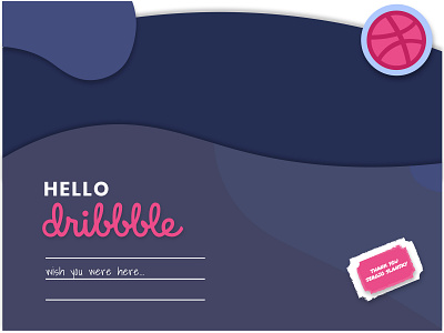 Lovely Night for a Hello Dribbble design first shot hello dribbble illustration night post card stamp
