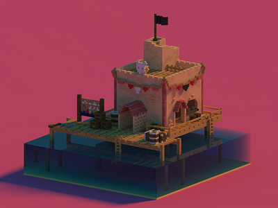 Caribbean Tavern 3d caribbean magicavoxel pirates tavern voxel