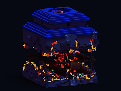 Desecrated House blood crystal concept fantasy generator magicavoxel voxel voxel art