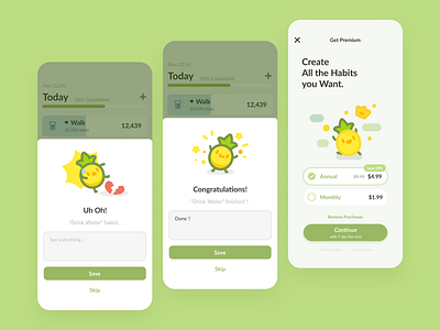 Habit Tracker App Design app design habit tracker icon illustration pineapple ui