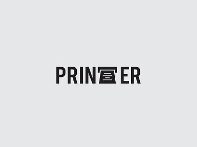 printer clean design design flat logo printer tech logo technology typography vector