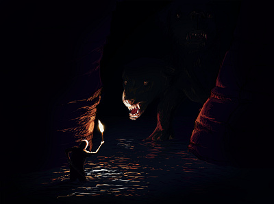 Two Headed Dog cave cerberus dark dog draw fantasy hell illustration