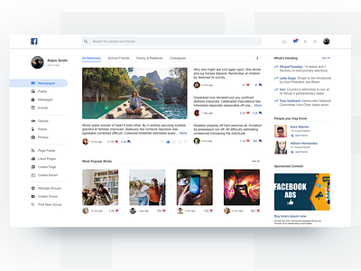 The Newspaper - A Facebook Redesigned Concept in Material Design concept facebook fb redesign web