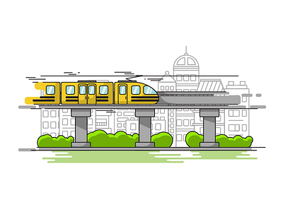 Metro Rail city concrete electric fast geometric illustration metro pillars rail speed