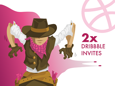 2 Invitations bullet cowboy dribbble duel illustration invitation invite ticket