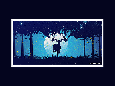 The night sky and the Elk design elk illustration sky