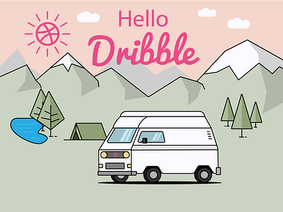 Hello Dribble animation design flat design graphic design line art vector