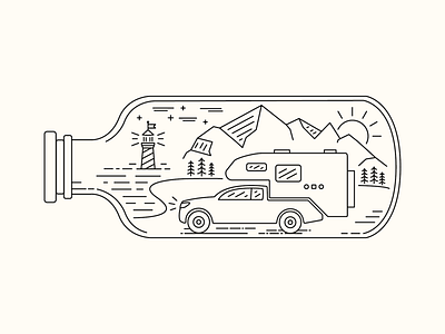 Journey in a bottle design graphic design illustration travel vector