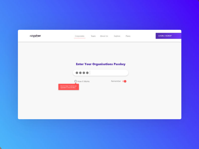 Dash Board access using PIN after login Design Concept by Akash Kumar