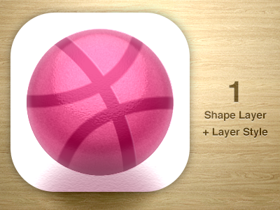 One Layer Style Challenge - Dribbble Icon ball challenge icon photoshop pink psd white