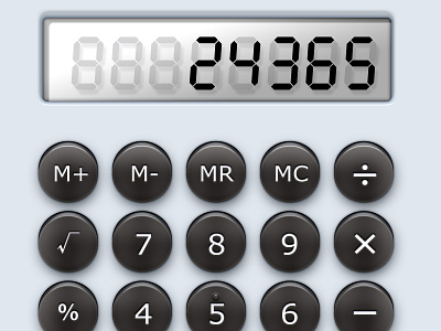 Desk Calculator black button lcd white
