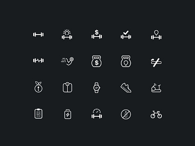 20 Minimal and Premium Fitness Icons design fitness health icons iconset minimal premium