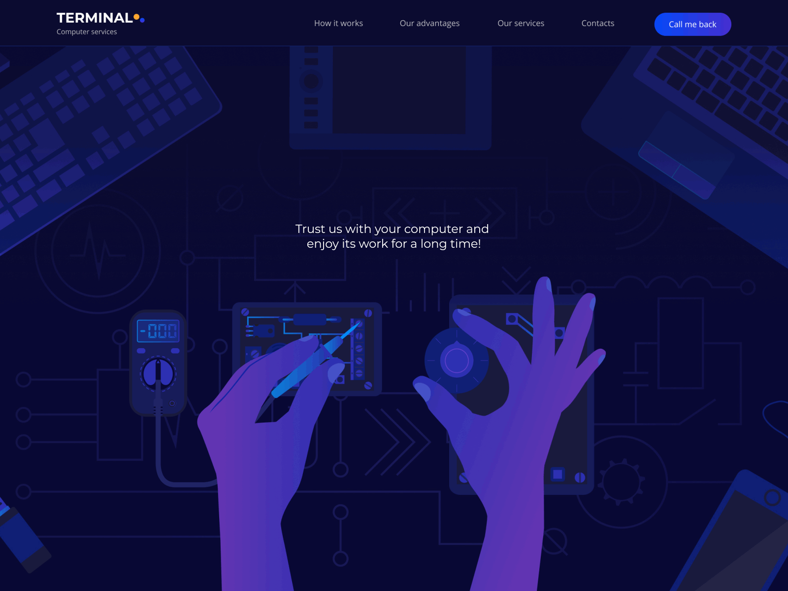 Terminal computer services landing page by Tetiana Kamianska on Dribbble