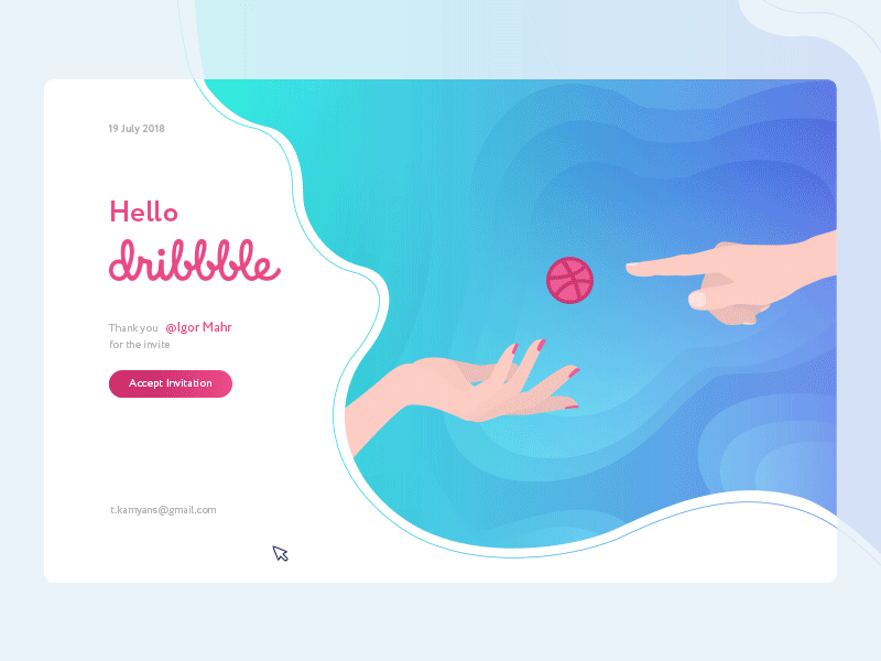 Hello Dribbble! animation debut dribbble first hands hello dribbble illustration invitation michelangelo touch