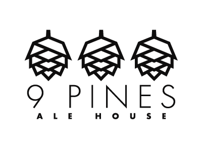 9 Pines Ale House beer branding design font identity label logo mark minimal thick lines typeface typography