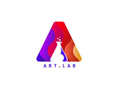 Art Lab logo adobe illustrator art artistic association brand branding colorful communication creative design flat gradient lab letter a logo minimalist multicolors rainbow vector vial