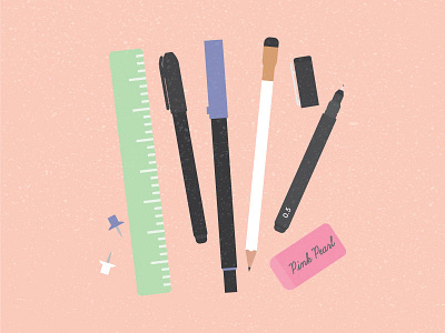 Essentials brush pen designer eraser marker pens ruler thumb tack tools