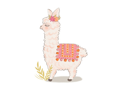 Llama baby shower hand drawn illustration llama mama procreate stationery