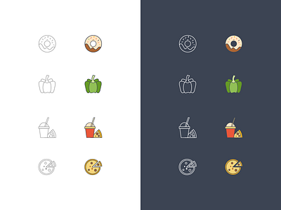 Food Icons doughnut food food and beverage food icon food icons illustration pizza pizza icon ui deisgn