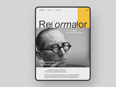 Refotmator / Longread header architecture design modernism tablet typography ui website