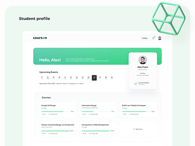 Courson Student Profile design education ui ux uxui website