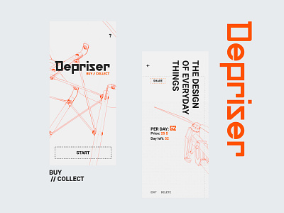 Depriser mobile app app app design branding brutal brutalism design typography ui