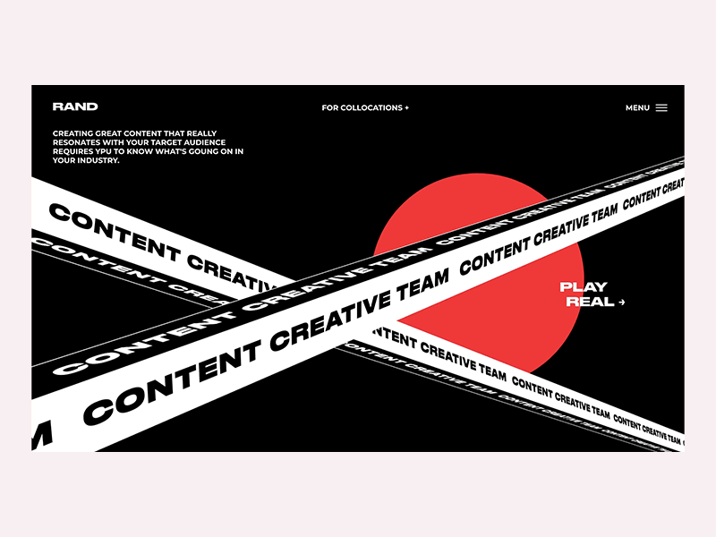 RAND – creative agency home page 3d branding creative typography uianimation uiux webgl website