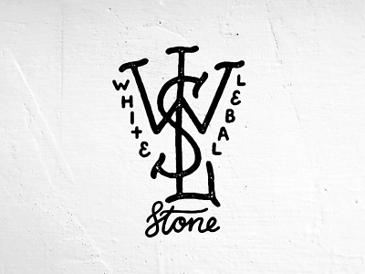 White Stone Label illustration lettering typography vintage